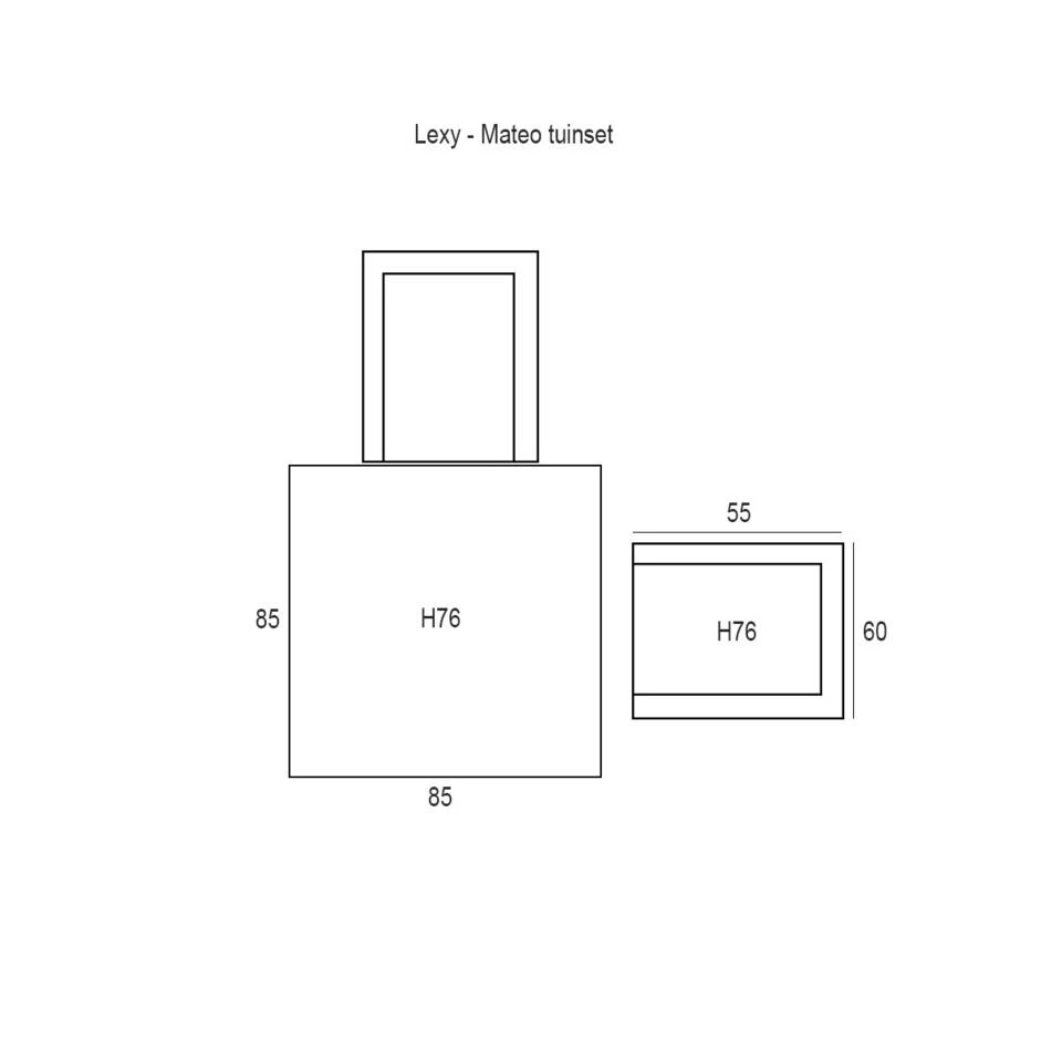 Garden Impressions Lexy - Mateo 3-delige Balkonset 2 Garden Impressions Lexy - Mateo 3-delige Balkonset - Afbeelding 2