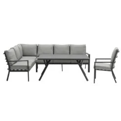 Garden Impressions Senja Lounge Dining Set L + Stoel - D. Grijs