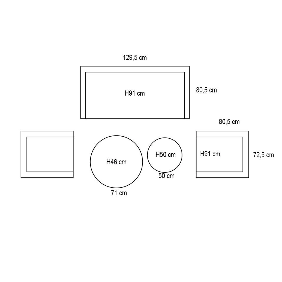 Garden Impressions Olaf Loungeset 5-delig - Natural 3 Garden Impressions Olaf Loungeset 5-delig - Natural - Afbeelding 3