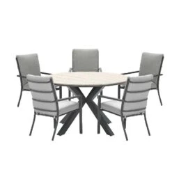 Garden Impressions Senja Tuinset 6delig Donker Grijs - Tulli Tuintafel