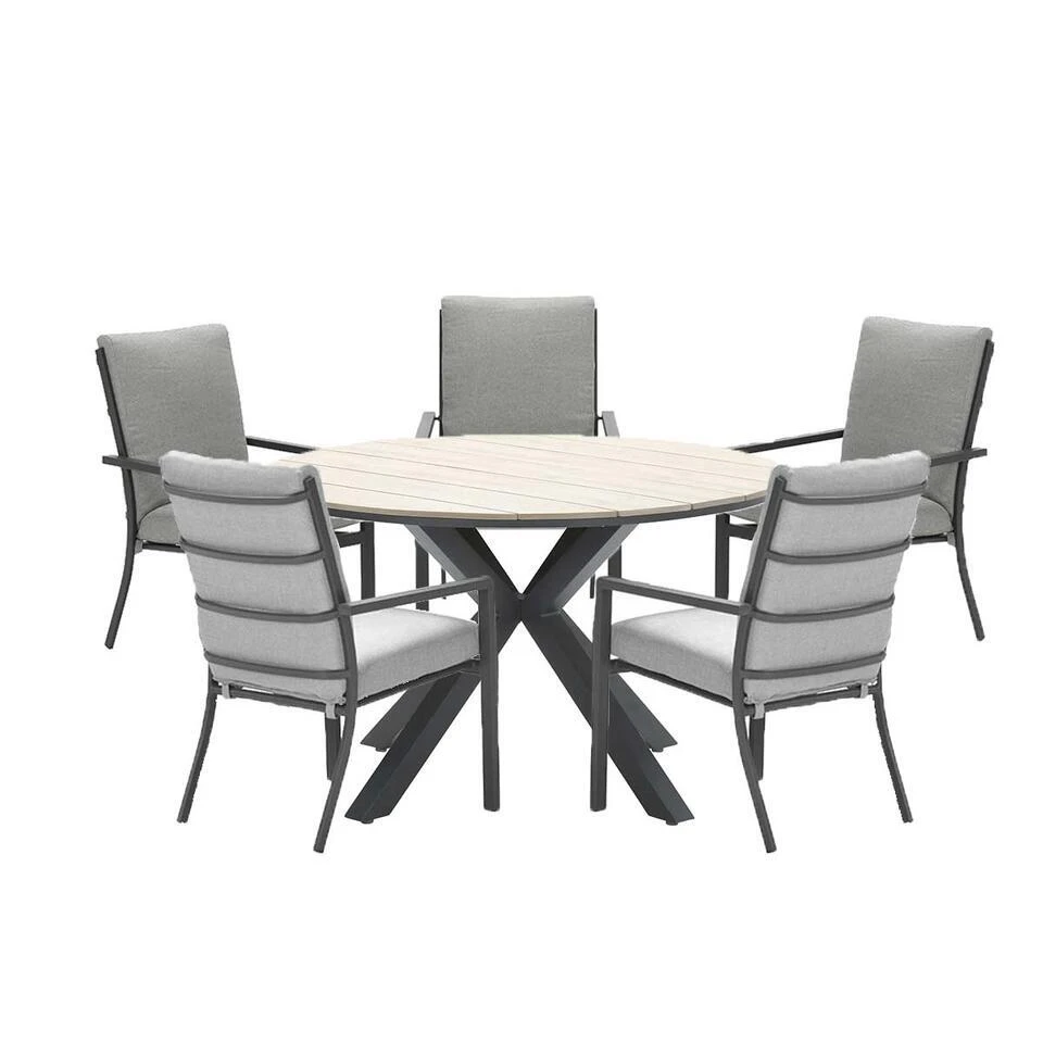 Garden Impressions Senja Tuinset 6delig Donker Grijs - Tulli Tuintafel 1 Garden Impressions Senja Tuinset 6delig Donker Grijs - Tulli Tuintafel