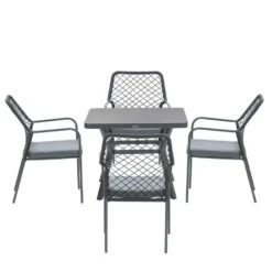 Garden Impressions Ross Tuinset 5delig Zwart -Mina Tafel 90x90 Cm