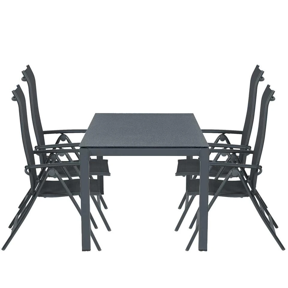 Garden Impressions Santos Tuinset 5-delig D. Grijs -Palmas Tafel 1 Garden Impressions Santos Tuinset 5-delig D. Grijs -Palmas Tafel