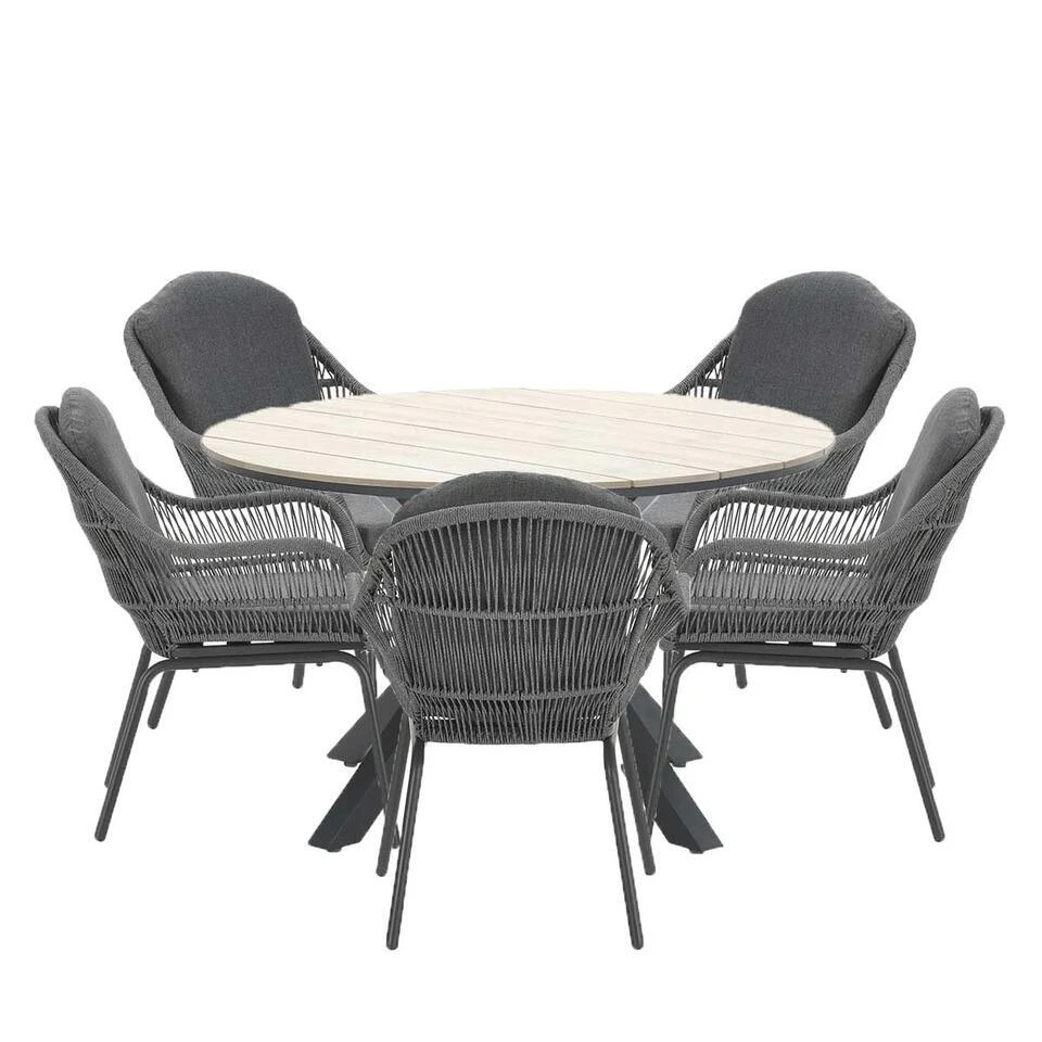 Garden Impressions Yima Tuinset 6-delig Licht Grijs - Tulli Tafel 1 Garden Impressions Yima Tuinset 6-delig Licht Grijs - Tulli Tafel