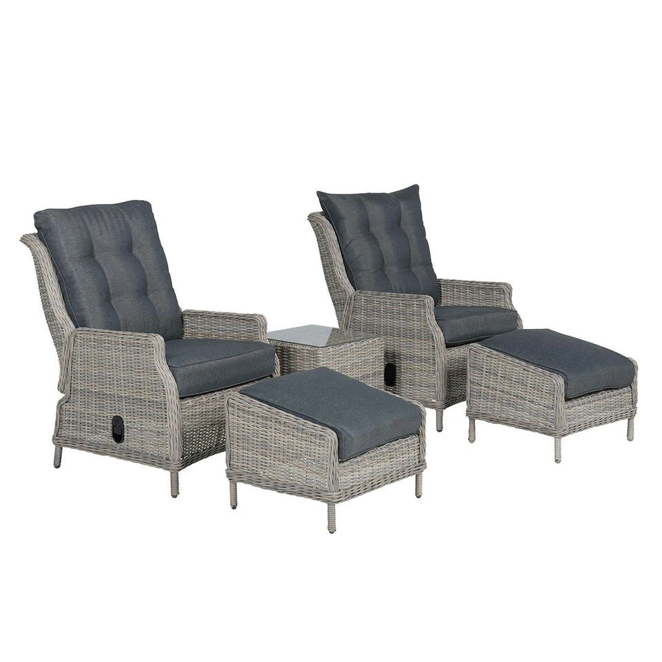 Garden Impressions Santa Rosa Tuinstoel + Voetenbank+bijzettafel 1 Garden Impressions Santa Rosa Tuinstoel + Voetenbank+bijzettafel