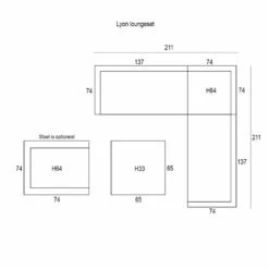 Garden Impressions Lyon Loungeset 4-delig - Donker Grijs -Garden Impressions 1000052375 0103