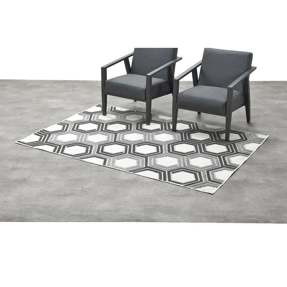 Garden Impressions Buitenkleed Hexagon 160x230 Cm - Smart Black 2 Garden Impressions Buitenkleed Hexagon 160x230 Cm - Smart Black - Afbeelding 2