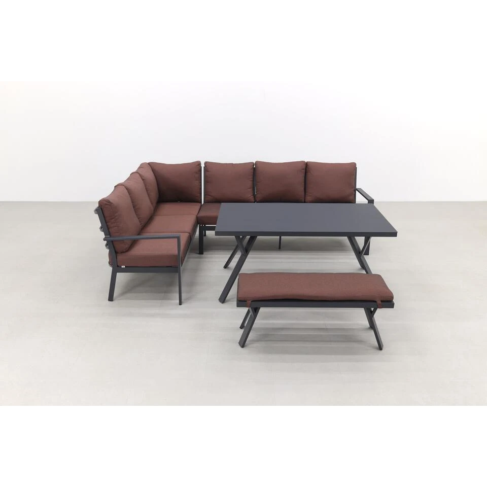 GI Sergio Lounge Dining Set Links - Black/Copper - 4-delig 2 GI Sergio Lounge Dining Set Links - Black/Copper - 4-delig - Afbeelding 2