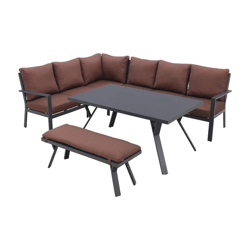 GI Sergio Lounge Dining Set Links - Black/Copper - 4-delig 1 GI Sergio Lounge Dining Set Links - Black/Copper - 4-delig