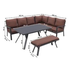 GI Sergio Lounge Dining Set Rechts - Black/Copper - 4-delig -Garden Impressions 1000053020 0103