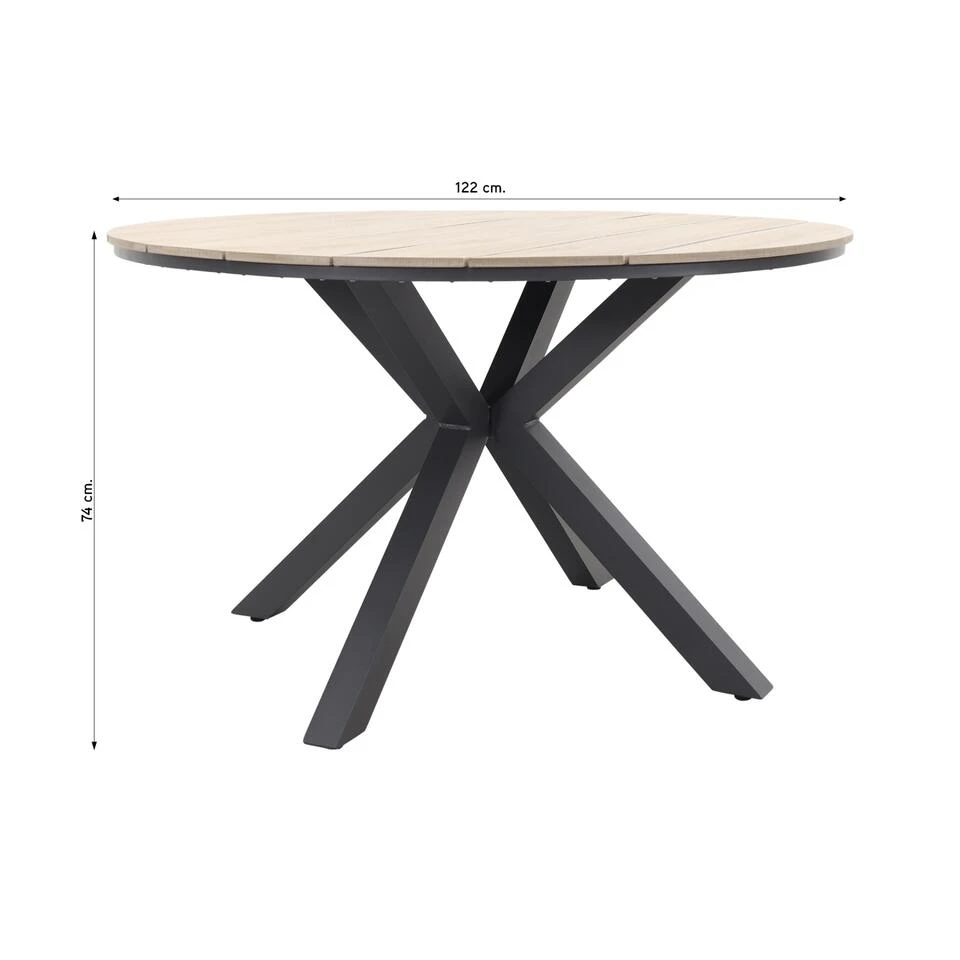 Garden Impressions Edison Tuintafel - 122 Cm. Rond 3 Garden Impressions Edison Tuintafel - 122 Cm. Rond - Afbeelding 3