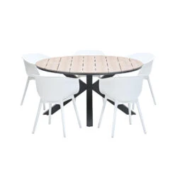 Garden Impressions Lexy Tuinset Wit - Tulli Tuintafel Ø148 Cm