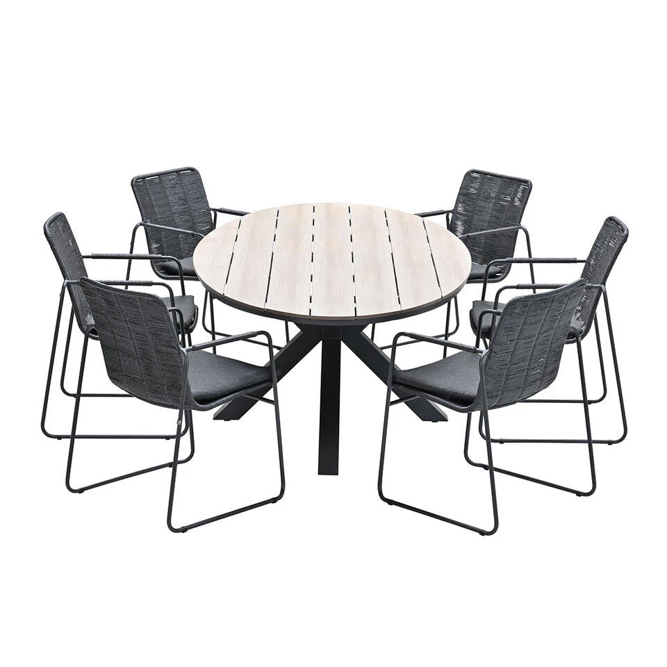 Garden Impressions Palma-Tulli Tuinset 7-delig-light Teak Look 1 Garden Impressions Palma-Tulli Tuinset 7-delig-light Teak Look