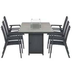 Garden Impressions Tuinset Santana D. Grijs -Elnes Vuur Tuintafel