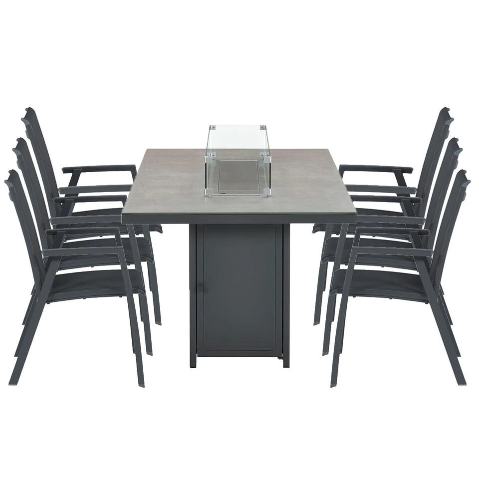 Garden Impressions Tuinset Santana D. Grijs -Elnes Vuur Tuintafel 1 Garden Impressions Tuinset Santana D. Grijs -Elnes Vuur Tuintafel