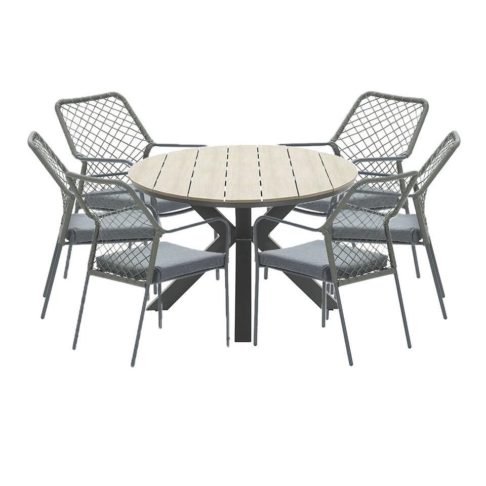 Garden Impressions Ross Tuinset 7-delig Mosgroen-light Teak Look 1 Garden Impressions Ross Tuinset 7-delig Mosgroen-light Teak Look