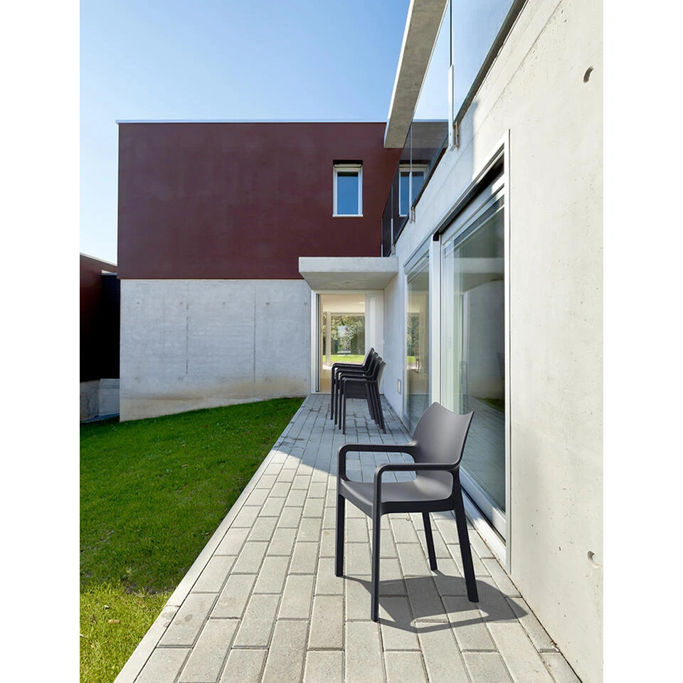 Diva Tuinstoel Donkergrijs - 4 Stuks 2 Diva Tuinstoel Donkergrijs - 4 Stuks - Afbeelding 2