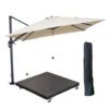 Garden Impressions Zweefparasol 3x3 M D. Grijs/ecru Met Voet En Hoes